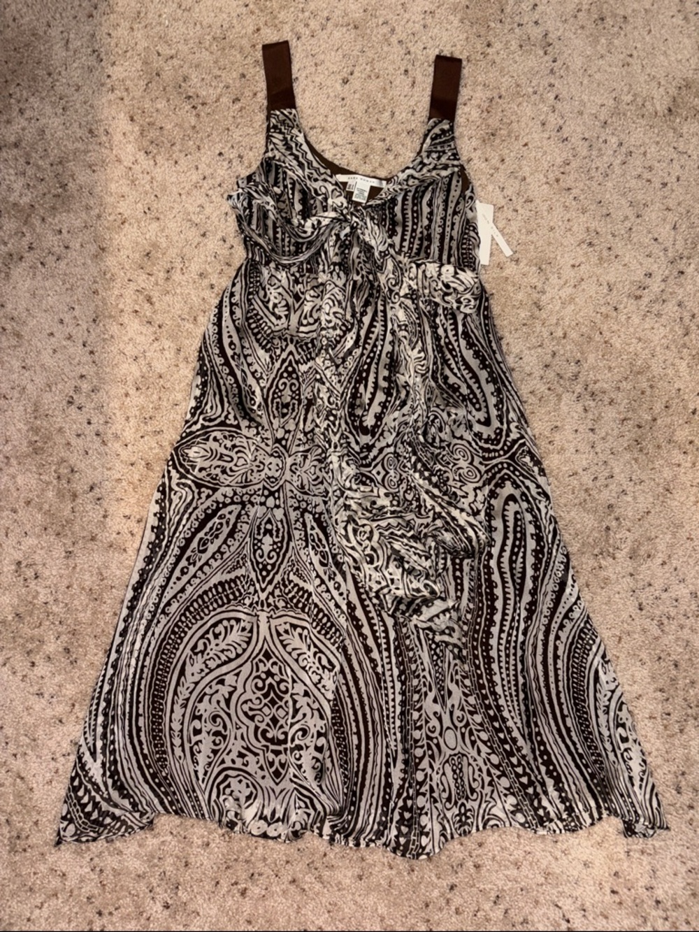 Zara Brown and White Floral Paisley Maxi Dress Size Small